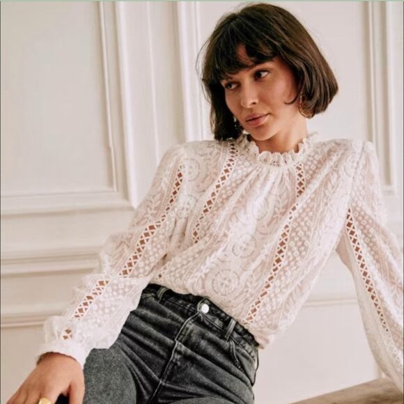 Sezane Tops - SOLD // Sézane RARE 'Valentine' Blouse in Ecru Size 40/US 8